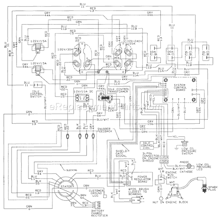 Page E Diagram and Parts List for 1313-0  Briggs and Stratton Generator